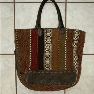ANTIK KRAFT Boho Striped Southwest Tote Bag Purse Zip Closure Size Zip Pocket
